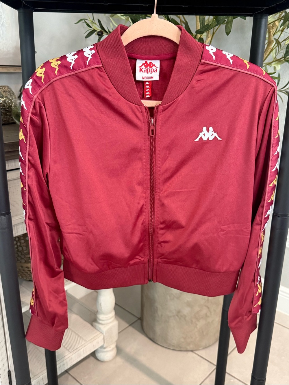 Kappa Women's Burgundy Track Jacket with Logo Tape